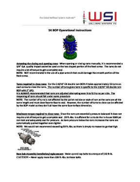 5K BOP Operational Instructions
