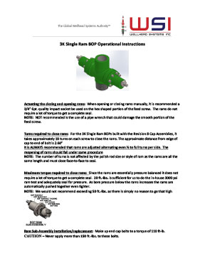 3K Single Ram BOP Operational Instructions